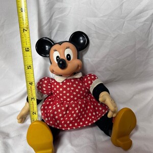 Disney Micky Minnie Maus Plüsch Vinyl Puppe Set klein Rot Schwarz Weiss Gut VTG Bild 10