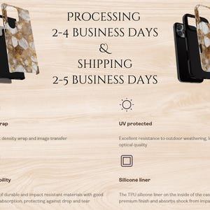 Gold Marble Tough Phone Case: Brown & White Protective Cover image 7