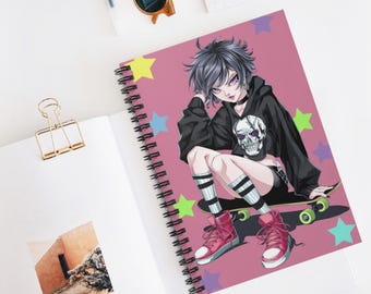 Trendy Skater Girl Spiral Notebook – Vibrant Design, Ruled Pages
