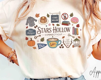 Comfort Colors® Stars Hollow Shirt, Gilmore Girls Fall Sweatshirt, Lukes Coffee Autumn Shirt, Yale Book Lover Gift for Coffee Fans in Fall