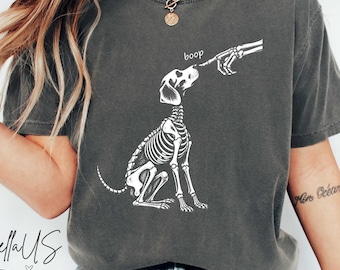 Comfort Colors® Skeleton Dog Boop Shirt, Funny Halloween Dog Tee, Spooky Pet Lover Sweatshirt, Vintage Skeleton Dog Gift, Dog Mom Gift Tee