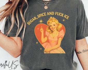 Camiseta Comfort Colors® Sugar Spice and F*ck ICE, camiseta vintage de protesta, camiseta anti-Trump, camiseta a favor de la inmigración, camiseta anti-ICE, abolición de ICE