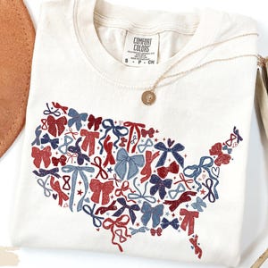 Chemise américaine Comfort Colors®, chemise Coquette USA, chemise carte des États-Unis, chemise 4 juillet, chemise coquette 4 juillet, cadeau, 4 juillet, cadeau