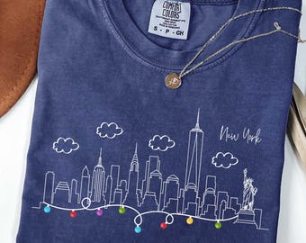 Comfort Colors® New York Christmas Shirt, Christmas In New York Sweatshirt, NYC Skyline Shirt, New York Winter Shirt, New York Vacation Gift