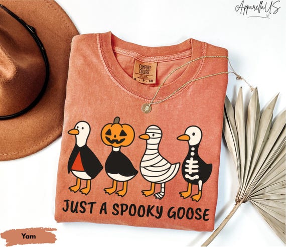 Comfort Colors® Just A Spooky Goose Shirt, Halloween Goose Shirt, Silly Goose Halloween Shirt, Spooky Season Shirt, Pumpkin Goose Shirt