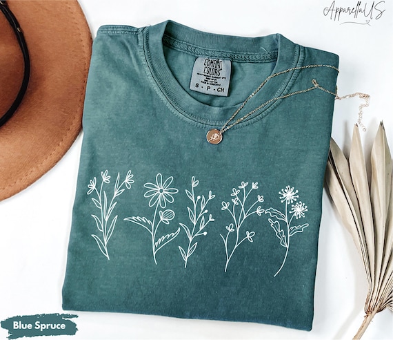 Comfort Colors® Wildflower Shirt, Flower Shirt, Nature Shirt, Floral Cottagecore Shirt, Botanical Shirt, Gift For Gardener, Wild Flower Tee