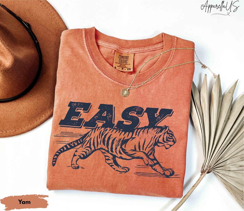 Comfort Colors® Enkel tigerskjorta, motivationsskjorta, estetisk tigerskjorta, hippieskjorta, retro bohoskjorta, vilddjurskjorta, retro tiger bild 1