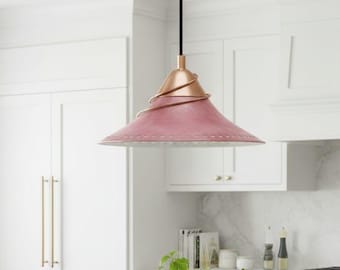 Rosa Kupfer Pendelleuchte | Handgefertigte Moderne Deckenlampe | Romantische Kücheninsel Beleuchtung | Marokkanische Kupfer Hängeleuchte