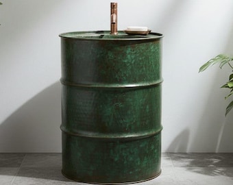 Freistehendes Kupfer Waschbecken | Grüne Patina Waschbecken | Handgefertigtes marokkanisches Waschtisch Waschbecken