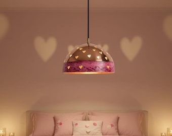 Handmade Kupfer Herz Anhänger Licht | Rosa Patina Marokkanische Schlafzimmer Lampe