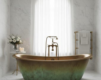 Handgefertigte Kupfer Badewanne | Luxus freistehende Badewanne | Marokkanisches Artisan Patina-Bad