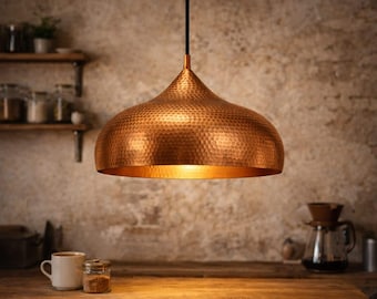 Rustic Handmade Copper Pendant Light – Hammered Solid Copper