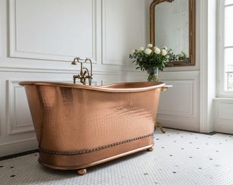 Freistehende Kupfer Badewanne | Handgemachte marokkanische Badewanne | Luxus-Spa-Bad