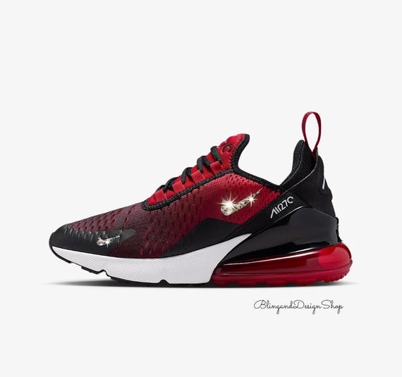 Swarovski Girls Air Max 270 Sneakers Red Black Youth Shoes  display picture 3