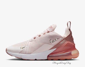 Bling Air Max 270 Womens Pink Weiße Turnschuhe Schuhe mit Kristallen Angepasst