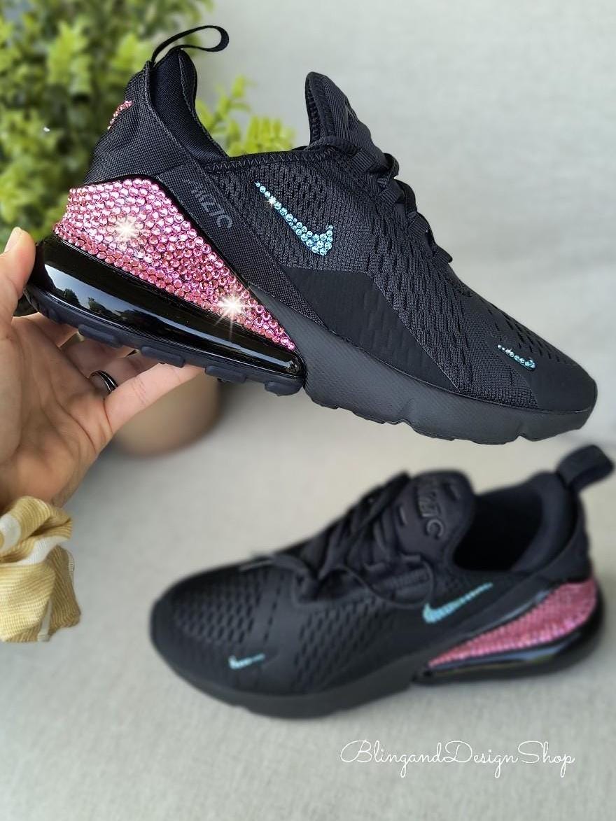 Bling Womens Air Max 270 Sneakers Shoes Black Customized