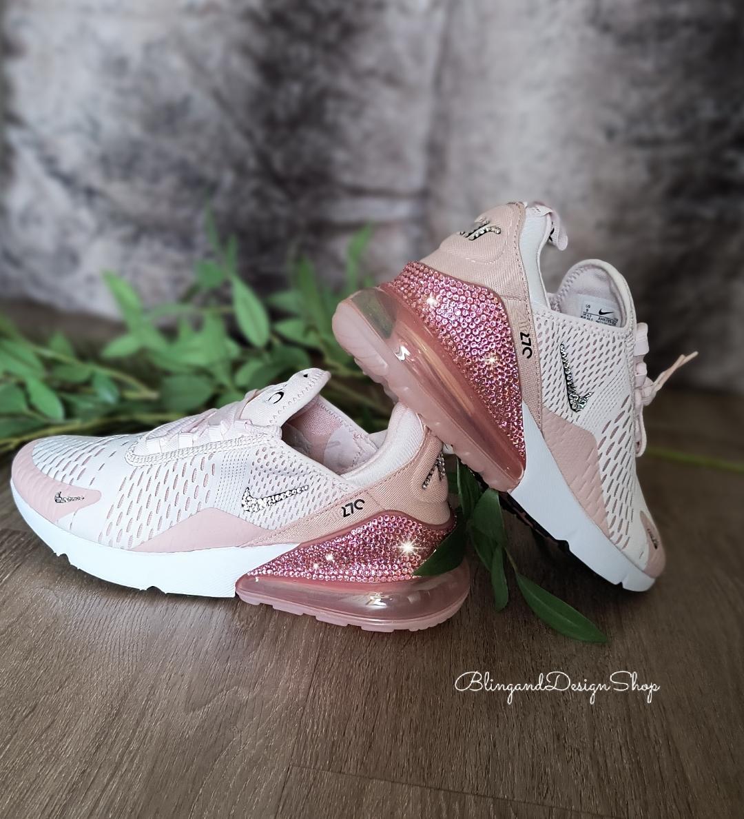 Bling Womens Air Max 270 Pink Sneakers Shoes Customized With
