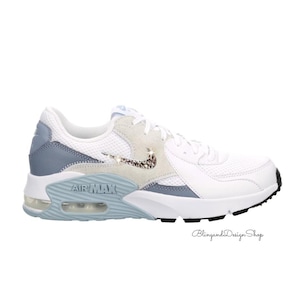 Bling Air Max Excee Womens Blue White Sneakers Shoes Customized with Crystals