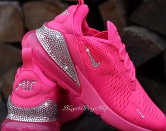 Bling Womens Air Max 270 Hyper Pink Sneakers Schuhe Angepasst mit klaren Kristallen