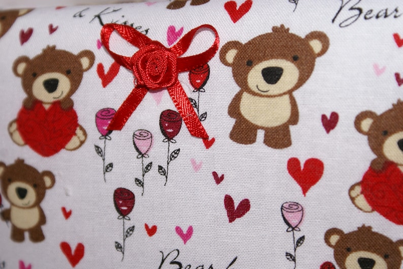 CLEARANCE SALE 10/% OFF Valentine Bear Hugs and Kisses Handmade Fabric Padded Photo Album