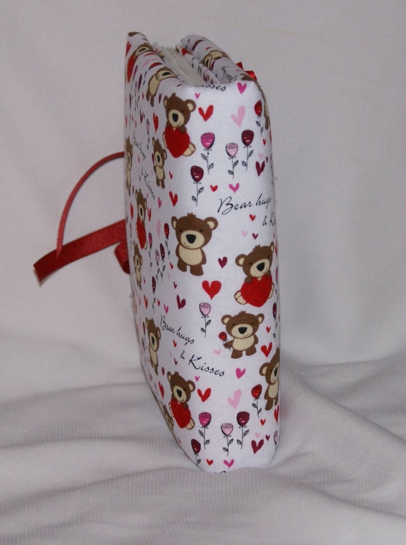 CLEARANCE SALE 10/% OFF Valentine Bear Hugs and Kisses Handmade Fabric Padded Photo Album