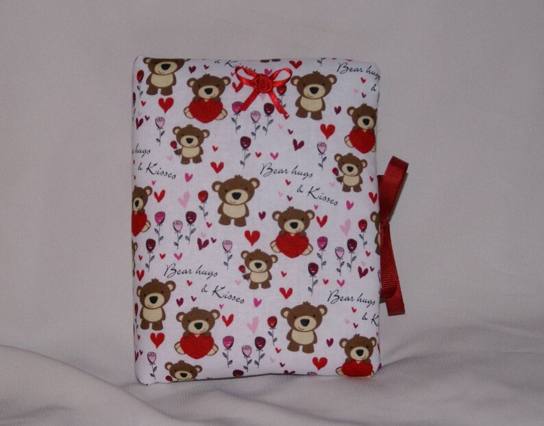 CLEARANCE SALE 10/% OFF Valentine Bear Hugs and Kisses Handmade Fabric Padded Photo Album