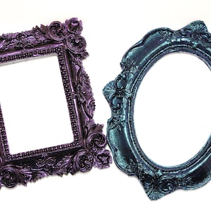 Hand Painted Iridescent Magnetic Frames: Antique Style Mini Photo Holders
