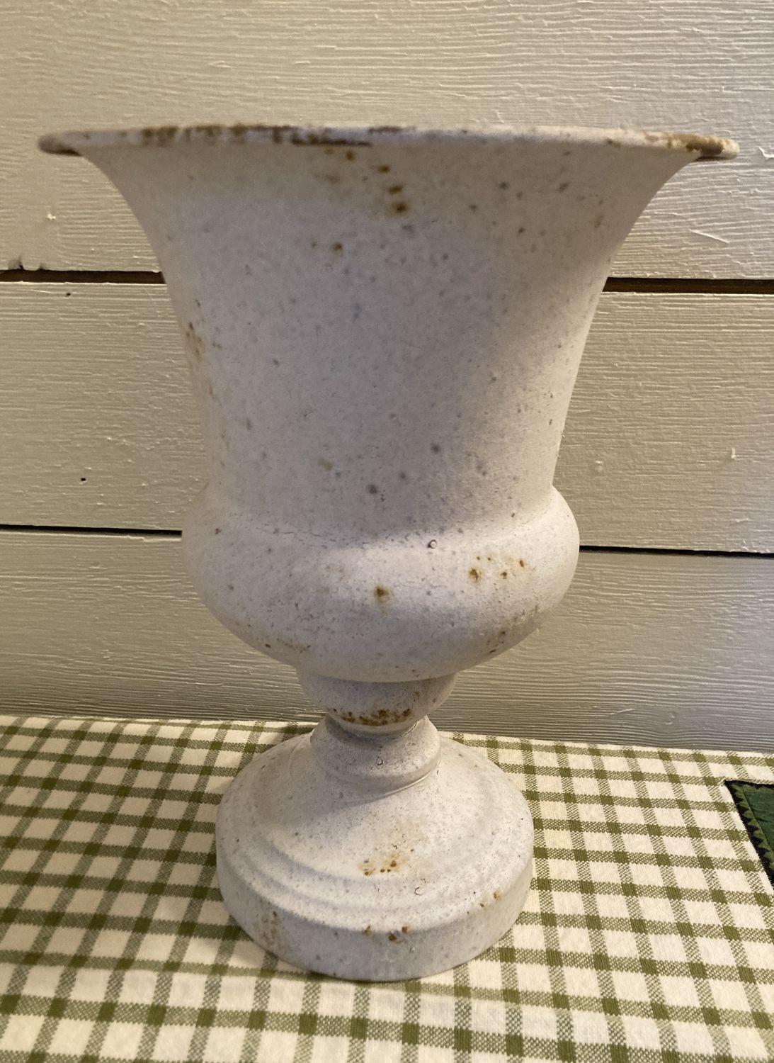 Antique White Pedestal Compote Vase, Vintage Inspired Floral Container ...