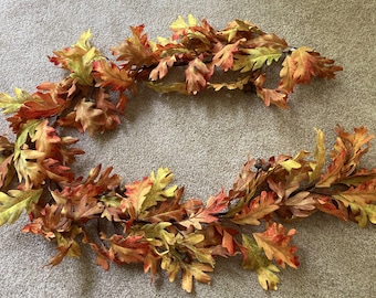 6 ft. L Oak Leaf Garland with Acorns - Yellow/Orange/Brown Fabric Leaves