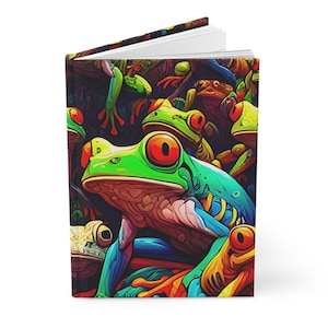 Colorful Frog Hardcover Journal, Cute Amphibian Notebook, Animal Lover Gift, Lined Pages, Writing Diary