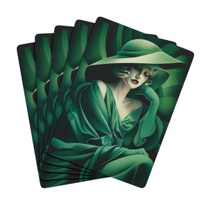 Juego de cartas de póker con diseño Art Déco vintage, imprescindible para una noche de juegos, regalo para gamers, elegante juego de cartas, artículo de colección.