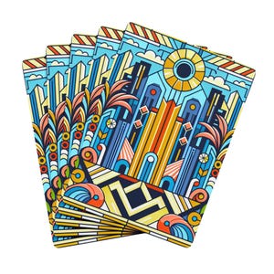 Naipes, Baraja de diseño retro vintage Art Deco - Naipes de póquer, Suministros para la noche de juegos, Accesorios para juegos de cartas, Naipes de estilo vintage,