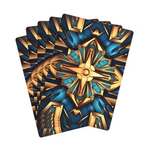 Baraja de póker Art Déco azul y dorada, fabricada en el Reino Unido. Cartas de póker, juego de cartas, noche de casino, regalo para jugadores de cartas, accesorio para juegos de mesa.