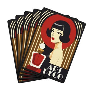 Naipes de póker Art Déco, juego de cartas vintage, elegante juego de cartas, regalo para jugadores, colección única de cartas.