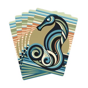 Baraja de cartas hecha en el Reino Unido, inspirada en caballitos de mar art déco, juego de póker único, artículos para jugar a las cartas, regalo para jugadores.