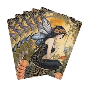 Cartas de póquer, baraja de hadas Art Deco para noches de juegos de cartas: tarot, magia, adivinación, regalo coleccionable único, juegos novedosos