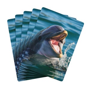 Verspielte Delfin-Pokerspielkarten, lustiges Kartenspiel, einzigartiges Spielabendzubehör, spielerisches Tierdesign