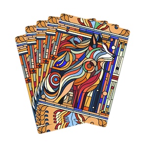 Hecho en el Reino Unido - Cartas de póquer, juego de ilustración de perro art déco, regalo único para jugadores, juegos de cartas,