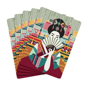 Baraja de póquer Geisha, juego de cartas japonesas, regalo para una noche de juego de casino, cartas de juego orientales únicas, paquete de póquer ilustrado