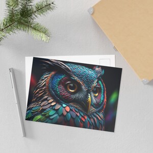 Cartes postales d'art hiboux vibrantes - Parfaites pour les amoureux des animaux, décoration d'intérieur, cadeaux, papeterie, collectionneurs d'art