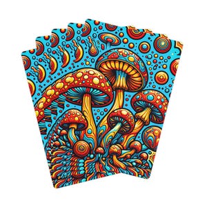 In Großbritannien hergestellte Pilz-Pokerkarten, Psychedelisches Spielkarten-Set, Magischer Toadstool-Kartendeck, Trippy Game Night Zubehör, Einzigartige Pokernacht