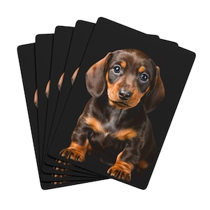 Cartas de baralho fofas de Dachshund, tema de cachorro adorável, jogo de pôquer divertido para amantes de animais, presente perfeito e colecionável
