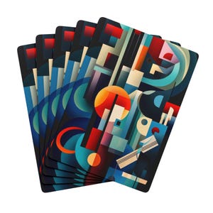 Cartas de póker, diseño art déco, accesorio para una noche de juegos, regalo para gamers, arte abstracto, temática de casino, conjunto único