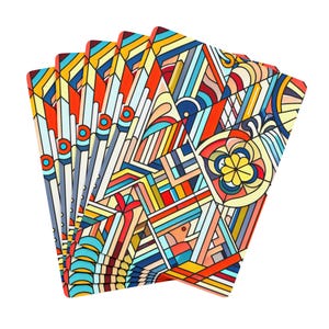 Baraja de póquer, baraja de diseño art déco, material vintage para una noche de juegos, juegos de cartas únicos, juego de regalo de cartas de colores, noche de póquer