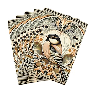 Naipes de póker con diseño de pájaro Art Déco, juego de cartas vintage, naipes retro ilustrados, regalo para jugadores de cartas, pájaro ornamentado