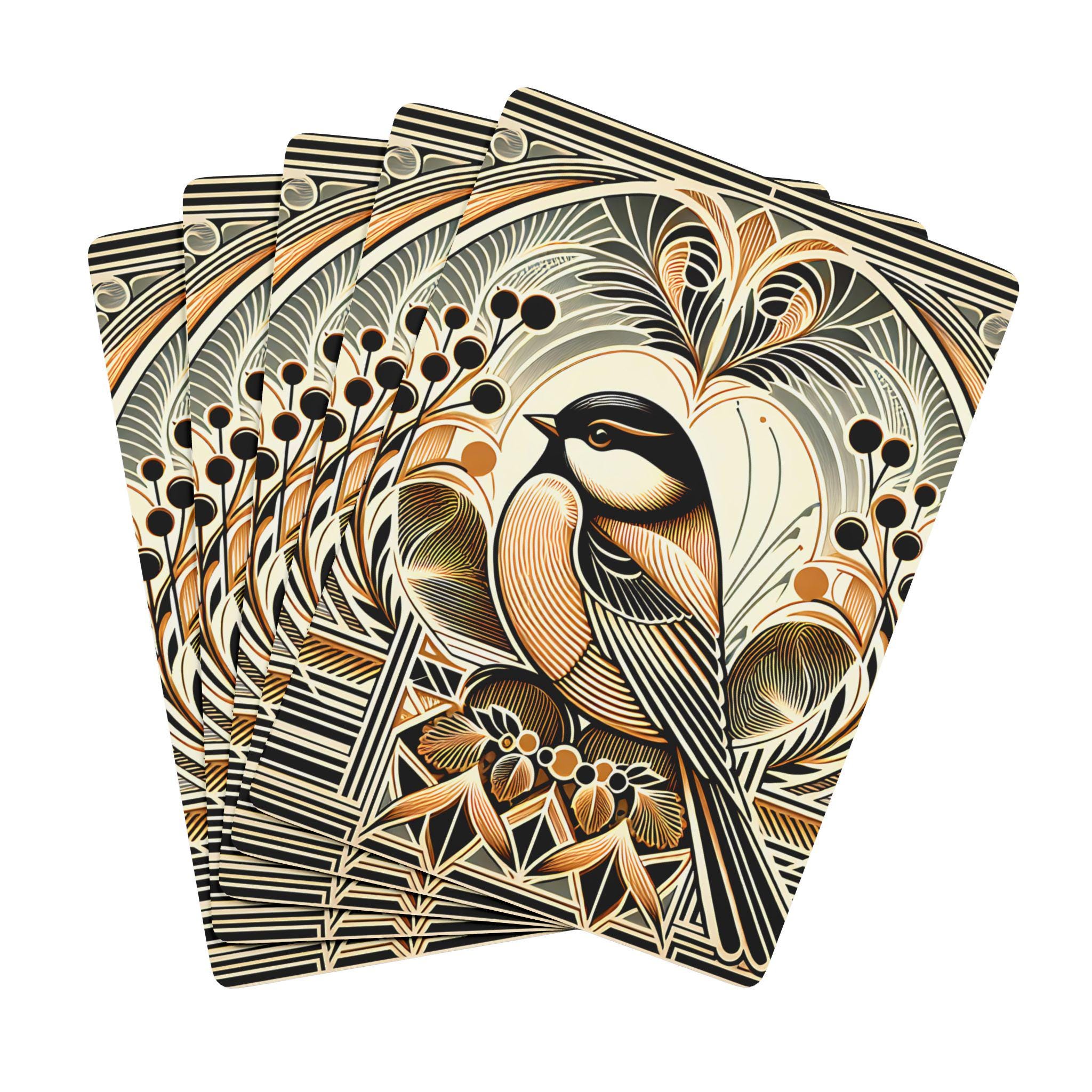 Discover Art Deco Bird Playing Cards: Vintage Card Game Deck