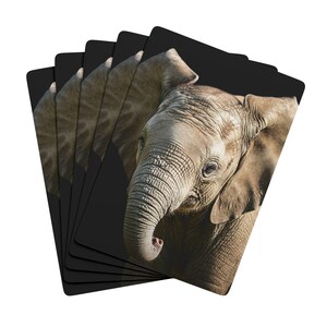 Cartas de pôquer de elefante bebê fofo, design animal exclusivo, jogo divertido para a família, presente para jogadores de cartas e amantes de elefantes