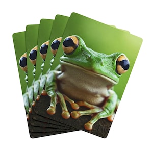 Cartas de jogar sapo fofo, cartas de pôquer sapo fofo, jogo de cartas divertido sapo, baralho de cartas com design animal exclusivo, presente para amantes de sapos, jogo sapo verde