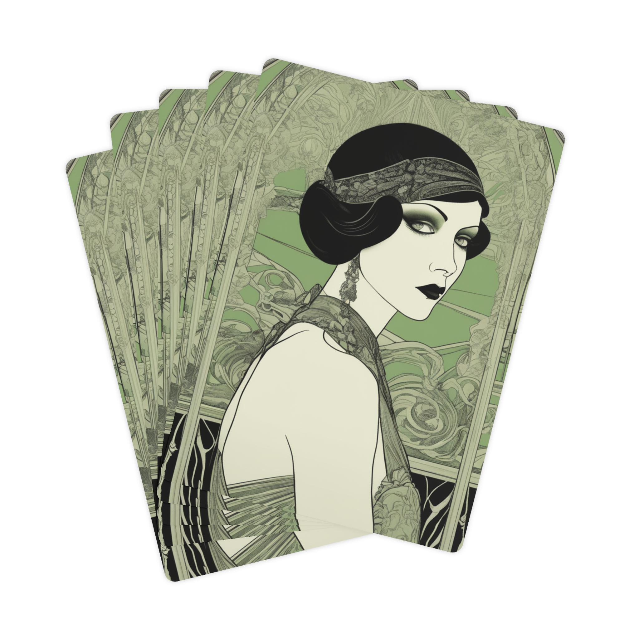 Discover Art Deco Poker Cards Set - Casino Style Playing Cards for Game Night