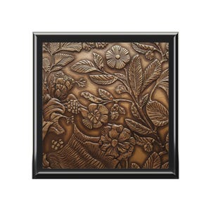 Jewelry Box, Decorative Bronze Art Nouveau Inspired Floral Design, Gift for Her, Organizer, Keepsake, Home Decor, Wedding Gift